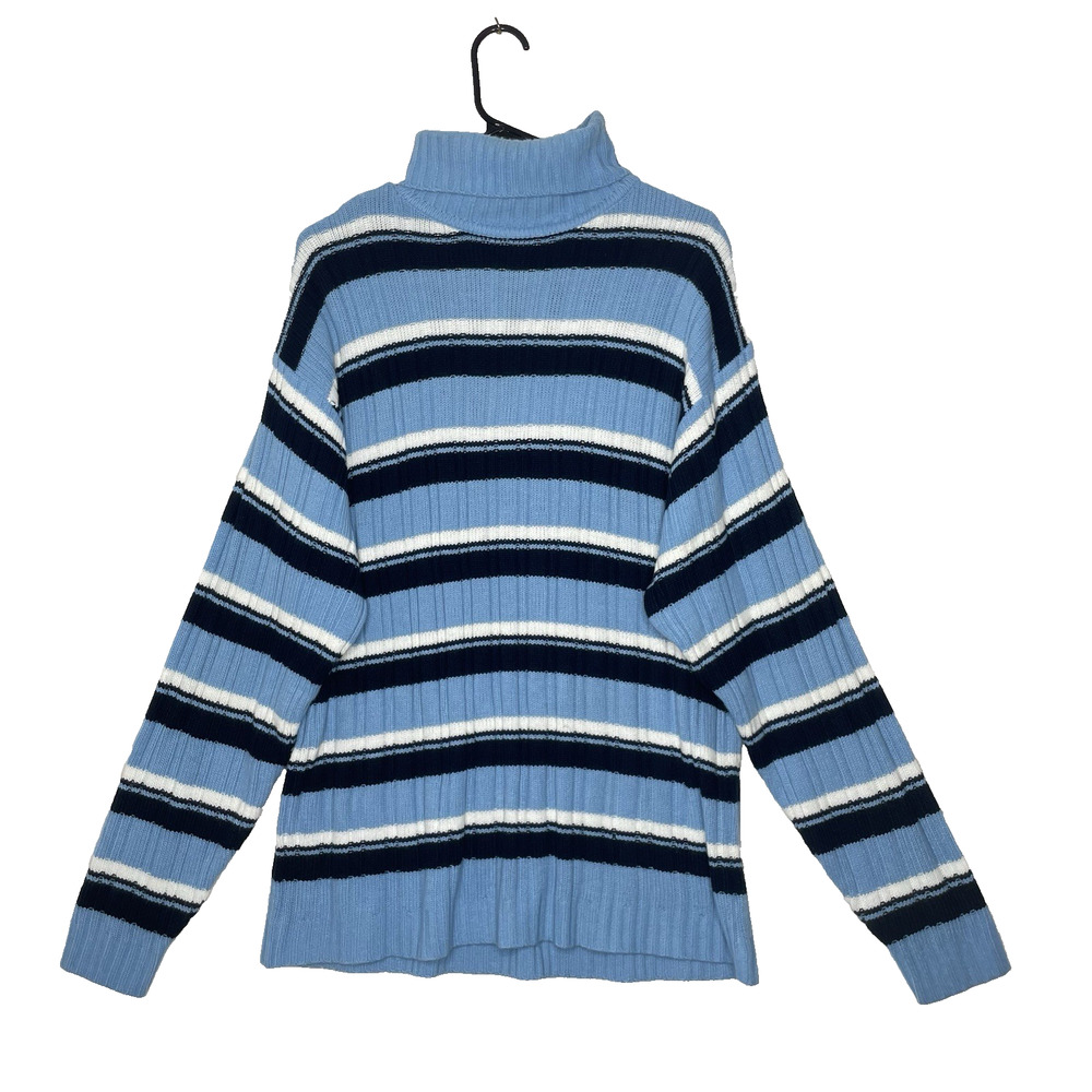 VTG Old Skool Urban Wear Mens Turtleneck Sweater Sz‎ L Striped Skater Retro Y2K